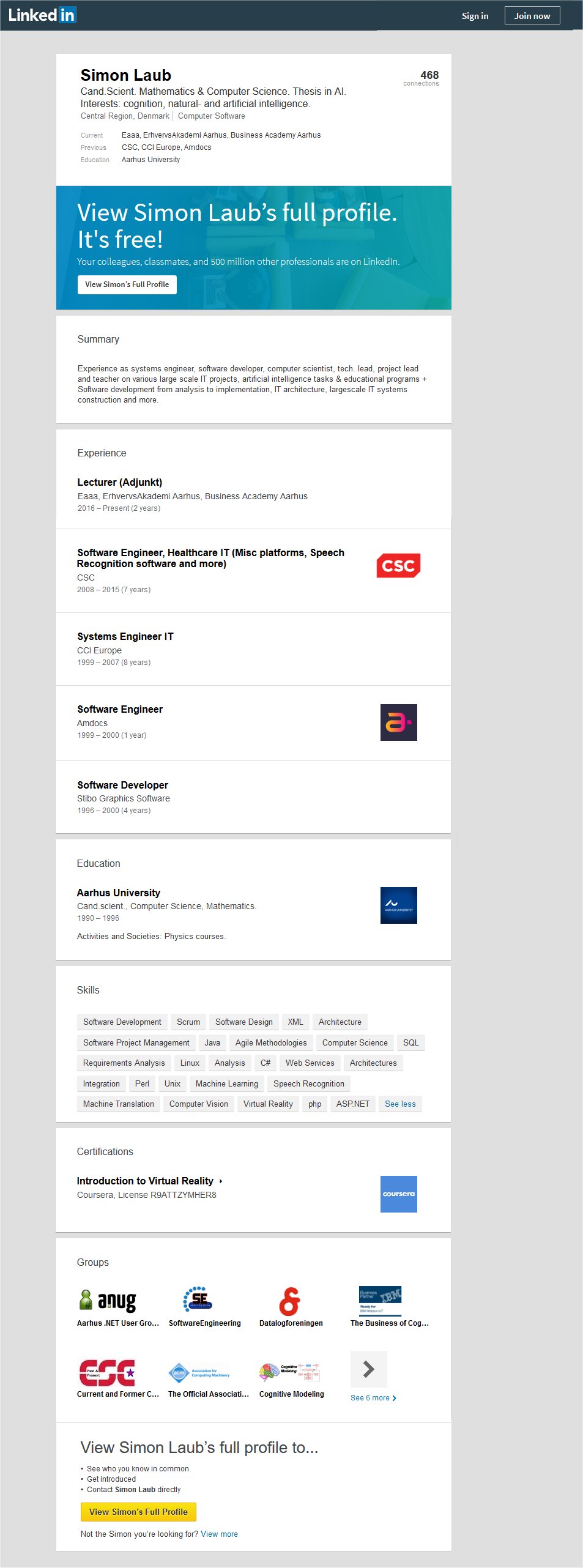 Linkedin Page