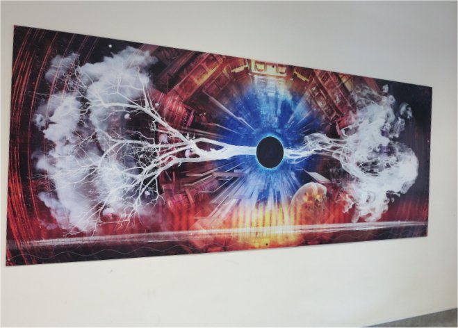 Nik Harron, 2013. A Universe observing itself. Hallway, Physics and Astronomy building, Western University.