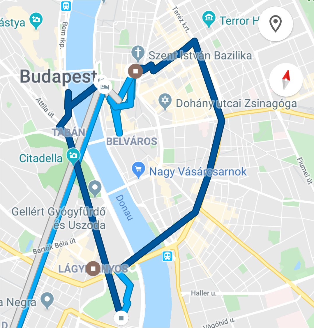 Budapest Map. My roaming October 16th. The Ericcsson House is in the southern part of the city.