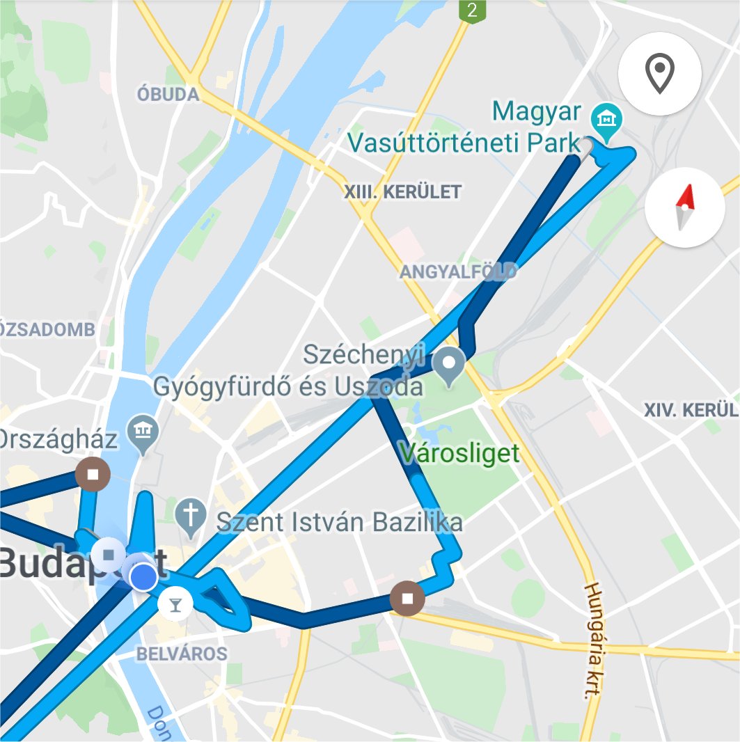 My roaming October 17th. The Crunch Venue (Railway Museum) is in the northern part of the city. On the Pest side.