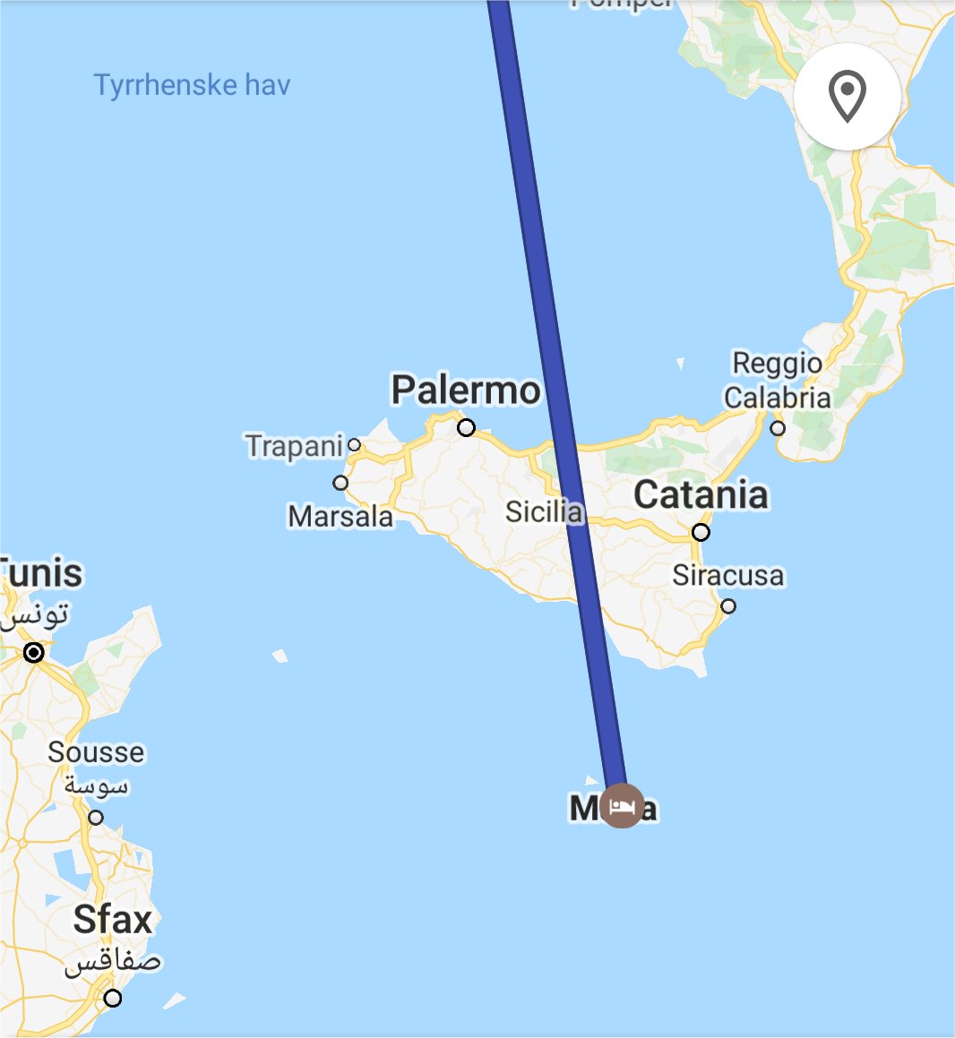Flight path Air Malta. Valletta to Munich.