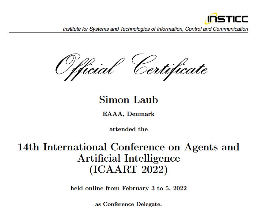 Icaart, Certificate. Online.