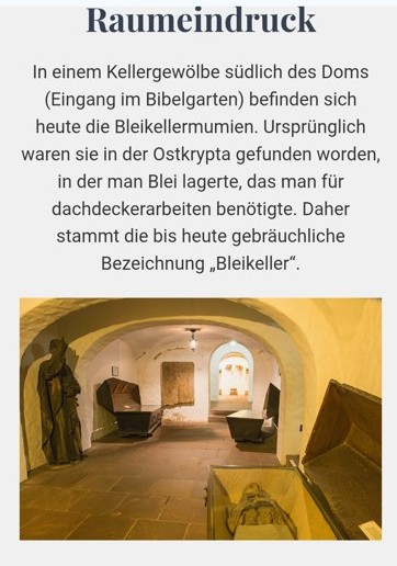 From tourist brochure: Bleikeller ist der umgangssprachliche Name der Ostkrypta des St.-Petri-Doms in Bremen