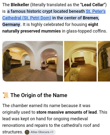 From tourist brochure: Bleikeller ist der umgangssprachliche Name der Ostkrypta des St.-Petri-Doms in Bremen
